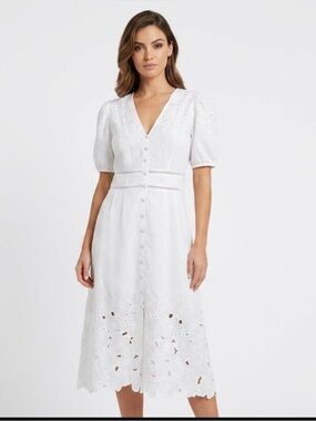 elie tahari white linen dress Elie Tahari White Dresses